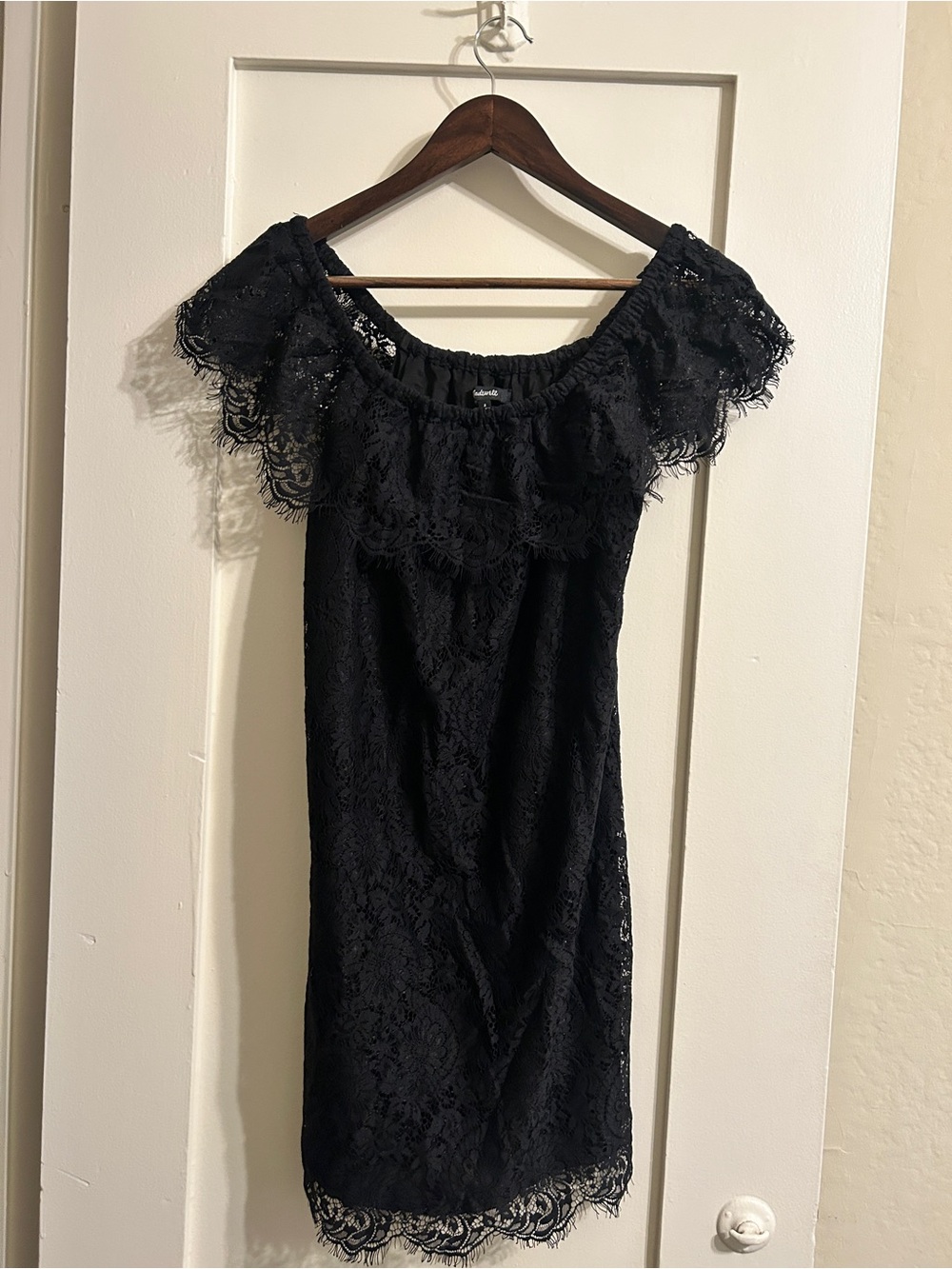 Madewell Black One-Shoulder Lace Dress